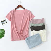 21 new ice silk T-shirt Women summer short sleeve thin loose round neck no trace inside with modal cotton half sleeve base shirt