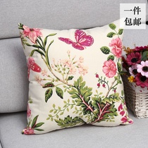 Cotton old coarse cloth pillow case does not contain core square sofa back cover bed pillow living room cotton cushion cover