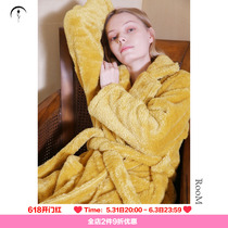 RooMance Ru Manji Coral Floss Suede Sleeping Robe Woman Winter Palate With Long style Bathrobe with a double face and a velvety morning robe