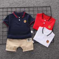 Boy Clothing Boy Polo Shirt Wave Short Sleeves T-shirt Children 2019 New Middle Children Summer Clothing Sport Two Sets