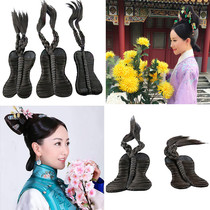 New costume wig flag head Xiuhe hair board antique high temperature silk Qing dynasty Gege dovetail board bun hair accessories accessories