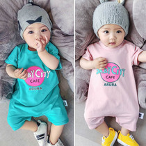 British next kid baby jumpsuit baby summer cotton foreign style romper summer dress breathable net red climbing clothes