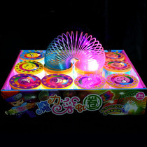 Spread hot selling childrens educational smiley face Magic Lighting rainbow circle stacked coil spring coil toy