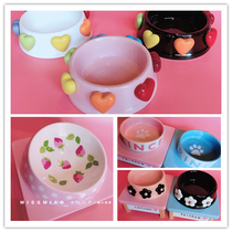 Ceramic Pet Bowl Healthy Small Flower Bowl Rainbow Loving Cat Paw Strawberry Rabbit Carrot Cat Dog Bowl