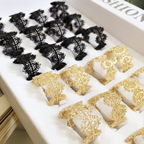 Japanese and Korean spring lace ring female opening hollow lace finger ring joint tail ring retro palace temperament girl