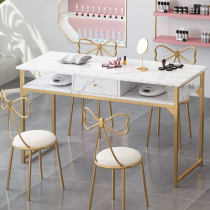 Nail table and chair set economical imitation marble nail shop table Net red sun style light luxury single double nail table