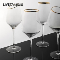 Life European style light luxury retro gold border glass colorful crystal goblet fashion household wine champagne glass