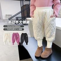 Girl Cotton Pants Winter Plus Thickened Foreign Air Outwear Children Boots Pants Three Layers Clip Cotton Warm Baby Winter Dress Pants