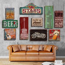 American wooden decoration painting retro loft industrial window bar cafeca shop wall decoration painting