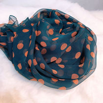 Spring and autumn and summer Georgette silk scarf Polka dot dark green polka dot female gauze scarf scarf water jade large point long section