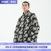 (F426 official store)National tide street couple flower lambskin long-sleeved mens and womens hiphop loose jacket