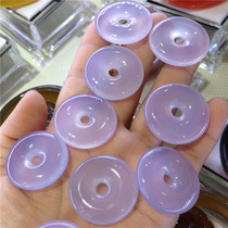 Natural violet jade white ice pith Onyx safe buckle pendant for men and women children necklace choker parent-child