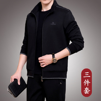 Dad autumn suit three-piece middle-aged and elderly casual men spring and autumn coat brand sports suit men Middle-aged