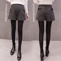 Pregnant women shorts 2021 Spring and Autumn New wear bottom pants fashion casual large size woolen wide leg pants boots pants women
