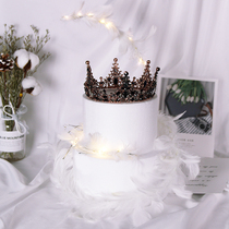 Cake decoration Crown New Baroque Black Crown Net red retro Crystal queen crown decoration ornaments