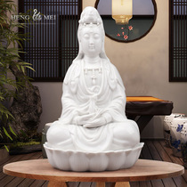 New product Guanyin Bodhisattva Buddhist equipment white ceramic ornaments Buddha statues for sitting Lotus bottle dedicated to Guanyin