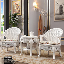 Guest in talks RATTAN CHAIR TEA TABLE THREE SETS WHITE BALCONY CASUAL CHAIR SOLID WOOD RATTAN TABLE AND CHAIRS TEA TABLE COMPOSITION