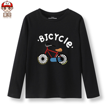 Boy long sleeve T-shirt Spring autumn money CUHK Boy 12-15-year-old Autumn Clothing Pure Cotton Boy Clothing Thin black childrens undershirt