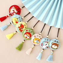 DIY hand embroidery safety charm car pendant Car pendant Rearview mirror pendant Car car decoration supplies