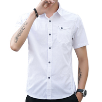 Mens short sleeve shirt 2020 Summer new cotton thin shirt solid color casual non-iron youth lapel top