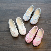 Chinese Wind Embroidered Shoes Girl girl Xia Childrens Handmaids Ancient Wind Flat Bottom Spring Autumn Soft Bottom Children Performance Shoes Princess Shoes