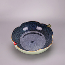 Porcelain crafts ornaments antique Jingdezhen Qing Dynasty color Tianmu glaze lotus seed flower pot clearance large large Bowl