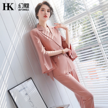  Female president suit High-end socialite goddess fan professional suit Korean fashion suit temperament suit pink tide tooling