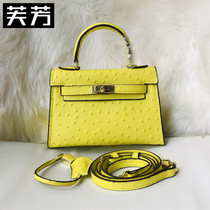 Light luxury brand new Ostrich pattern platinum bag leather womens bag suture solid color wild one shoulder oblique cross handbag women