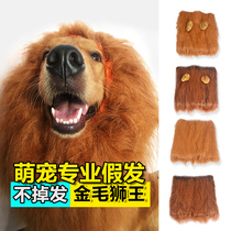 Pet dog headdress Transformed into golden retriever lion headgear Wig Cat headgear Bib hat Hair accessories decoration