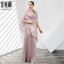 Gonggeli dress 2021 new temperament socialite banquet toast wine red high-end evening dress female long section