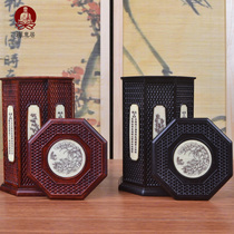 Ebony wood bone tea pot wooden tea box solid wood sealed tank wood carving tea accessories household goods ornaments