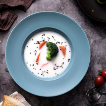 Nordic matte ceramic deep plate Soup bowl plate Creative household tableware Round dish plate Dessert plate Fruit salad plate