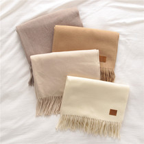 Spring and autumn double-sided shawl Korean solid color wild imitation cashmere scarf womens long winter clothes warm British scarf tide