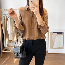 Limited loss of clear light luxury Mulberry silk Sand Wash anti-wrinkle crepe silk long sleeve V-neck shirt commuter shirt female autumn