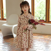 South Korean girl Broken Flowers Dress Spring Autumn Long Sleeves 2021 New Great Boy Dress Fall CUHK Child Princess Skirt Tide
