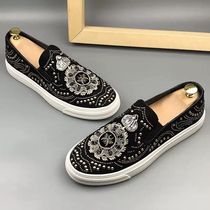 Casual rivet shoes men 2021 New Joker one pedal shoes rhinestones loafing shoes spirit guy Bean shoes man