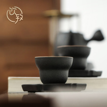 Drinking black pottery tea tea cup ceramic master Cup Kung Fu Tea Cup Japanese household single cup coarse pottery cup trumpet