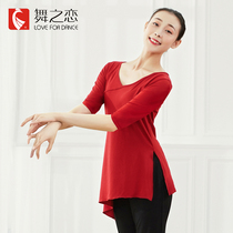 Dance of love Dance suit Female classical dance body rhyme practice suit Adult Chinese dance body suit Loose medium long-sleeved top