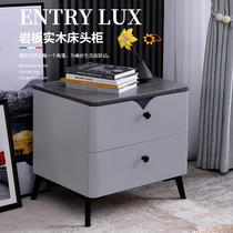 Simple modern light luxury paint bedside table solid wood bedroom mini Net red all-up rock board Gray bedside cabinet