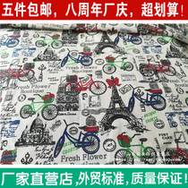 paris Eiffel Tower bicycle English cotton and linen printed fabric tablecloth curtain seat cover wall background diy