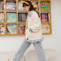 Coral Fleece Pyjamas Lady Spring Autumn Winter Money Sweet And Cute Thickened Flannel Suede Suit Students Warm Family Clothes