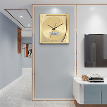 Hanging Clock Living Room Clocks Home Modern Minima High-end Square Clock Creative Perpetual temperature muted quartz clock