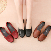 Mom Shoes Single Shoes Non-slip Spring Autumn Middle Aged Women Shoes Soft Bottom Leather Shoes Seniors Work Shoes