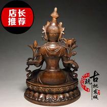 Antique Collection Antique Refined Carved Buddha Statue F Old Boxwood Manjusri Green Tara Wood Carved Buddha Statue Home Decoration