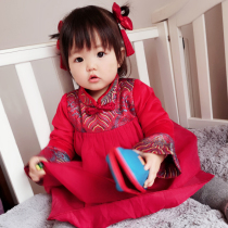 Girls cheongsam Winter New Years Eve festive baby New Years eve dress Year-old dress Female winter baby Tang dress Chinese style Western style