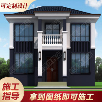 Rural self-built house design drawings European style two-story house villa design drawings two-story full set of construction drawings