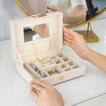 Small exquisite jewelry box Princess European-style watch ring earrings jewelry storage box portable large-capacity net red same style