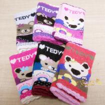 Special sale of durable and beautiful brand wool cartoon bear and butterfly thick double layer half finger gloves computer typing gloves