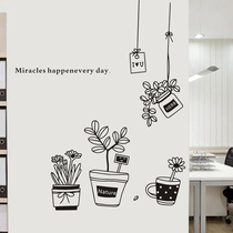 Water Moon Mirror Flower cartoon inspirational wall sticker sticker bedroom girl room background wall decoration wall sticker