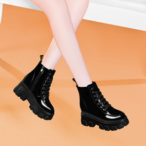 Inner increased Martin boots female winter plus velvet 2021 New thick-soled 8cm autumn winter Joker black boots